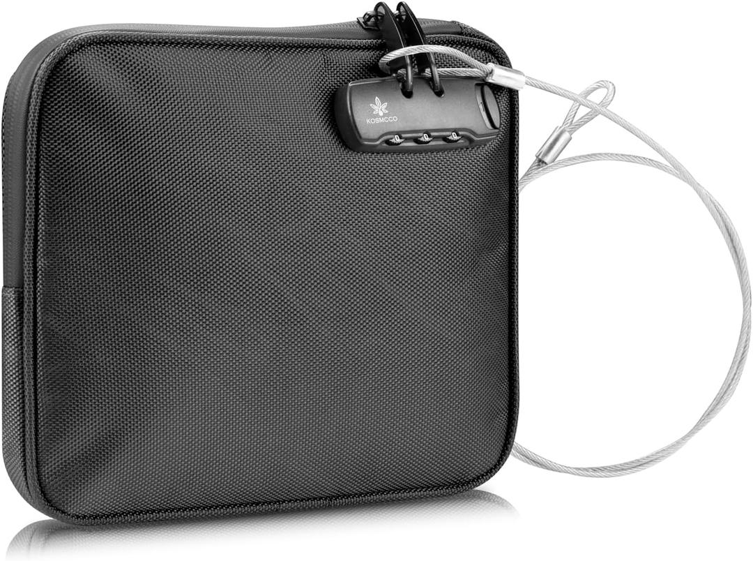KOSMCCO Beach Locking Bag, 9x7.5 Inch Portable Safe for Phone, Wallet, Keys | Anti-Theft Locking Travel Pouch for Pool, Vacation (Black)