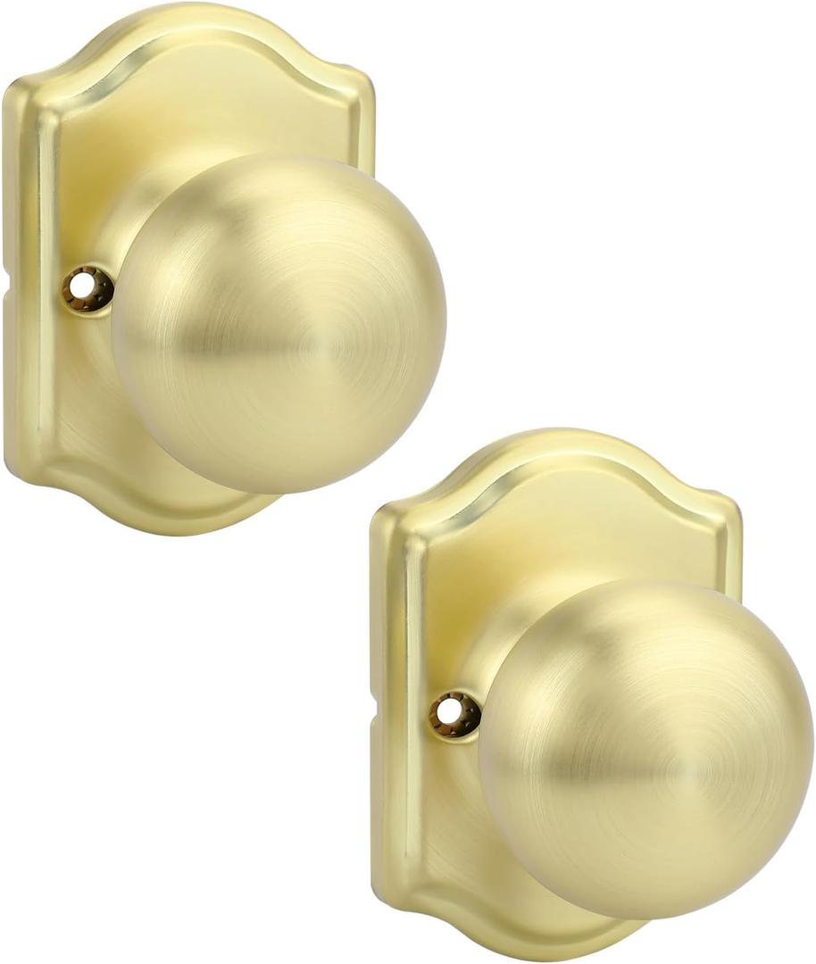 goldenwarm 4 Pack Brushed Gold Privacy Door Knobs Interior for Bedroom & Bathroom, Classic Gold Interior Door Knobs goldenwarm 4 Pack Brushed Gold Privacy Door Knobs Interior for Bedroom & Bathroom, Classic Gold Interior Door Knobs