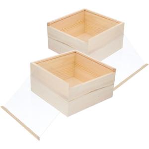 2pcs Retro Wood Storage Boxes Acrylic Lids Decorative Organizer for Jewelry Diy Desk Organizer Art Hobby Storage (12.00X12.00X8.00CM)
