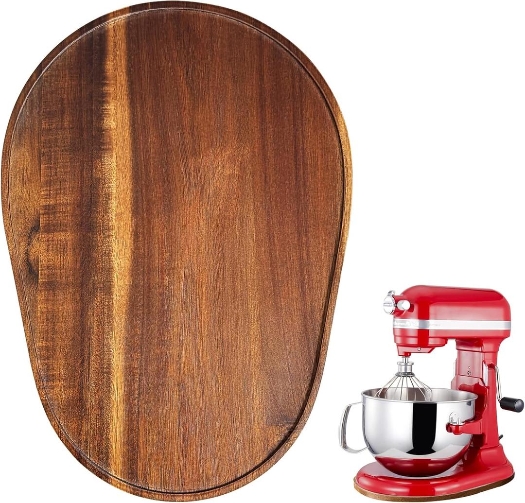 Acacia Wood Mixer Slider Mat for Kitchen Aid 5-8 Qt Tilt-Head Stand Mixer Kitchen Appliance Slider Tray Countertop Storage Attachments