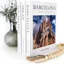 Decorative Books for Home Decor – Coffee Table Book Set of 3 (Barcelona, Milan, Los Angeles) – Blank Hardcover Display Books for Stacking, Journaling & Shelf Styling – Elegant Neutral Room Decor