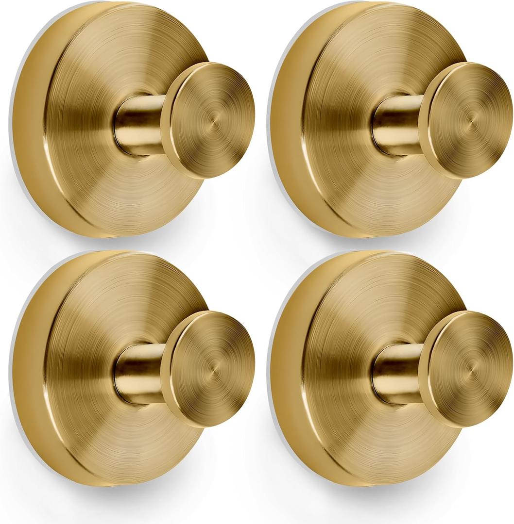 Shower Suction Cup Hooks, Strong Suction Power, Towel Hooks for Shower Glass Door, Bathroom, Kitchen, Mirrors, Tiles, Holds up to 11 lbs, Ideal for Towels, Bath Robes, Coats (Pack of 4, Champagne Bronze)