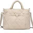 I IHAYNER Puffer Tote Bag for Women Lightweight Top Handle Handbag Large Shoulder Bag with Zipper for Travel Work