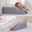 Ruqmuis Leg Elevation Pillow for After Surgery, 10inch Foam Leg Elevating Pillow for Swelling and Blood Circulation, Leg Wedge Pillow for Sleeping, Knee Pillow for Knee Hip Ankle Pain Relief, Velvet, Flat Top 10 Inch