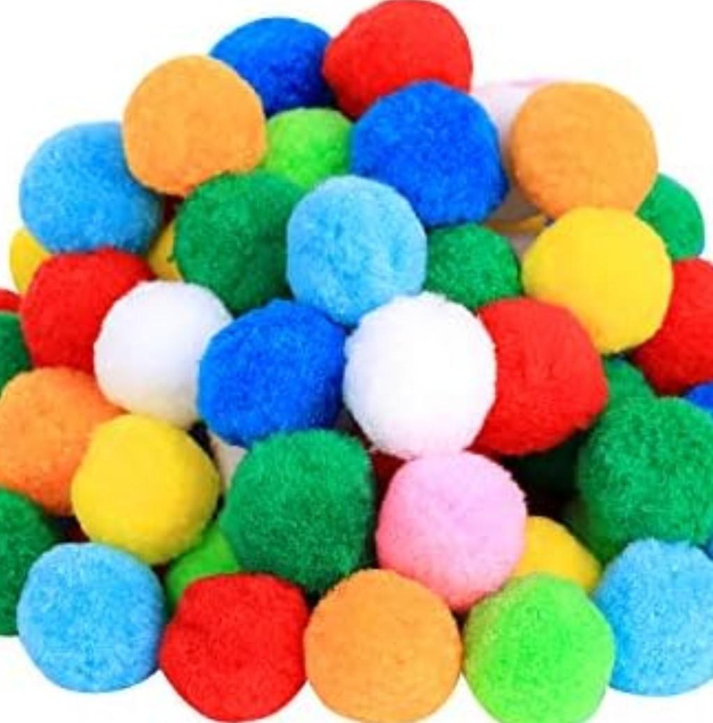 Very Large Assorted Pom Poms for DIY Creative Crafts Decorations, Assorted Colors (100Pack 2 Inch)