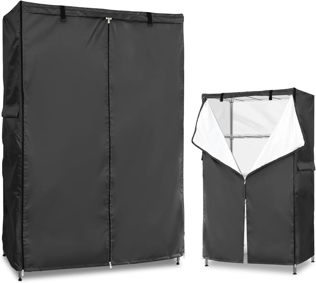 Wire Rack Covers,Heavy Duty 600D Dustproof Waterproof Storage Rack Covers for Metal Shelves,Storage Shelf Cover with Zipper for Wire Shlef,36''W x 19''D x 72''H,Black