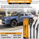 AUTOBOO 26"+16" Windshield Wipers with 12" Rear Wiper Blade Replacement for Toyota RAV4 2019 2020 2021 2022 2023 2024,Mazda 5 2015 2014 2013 2012 2011 2010-2006 -Original Factory Quality (Pack of 3)