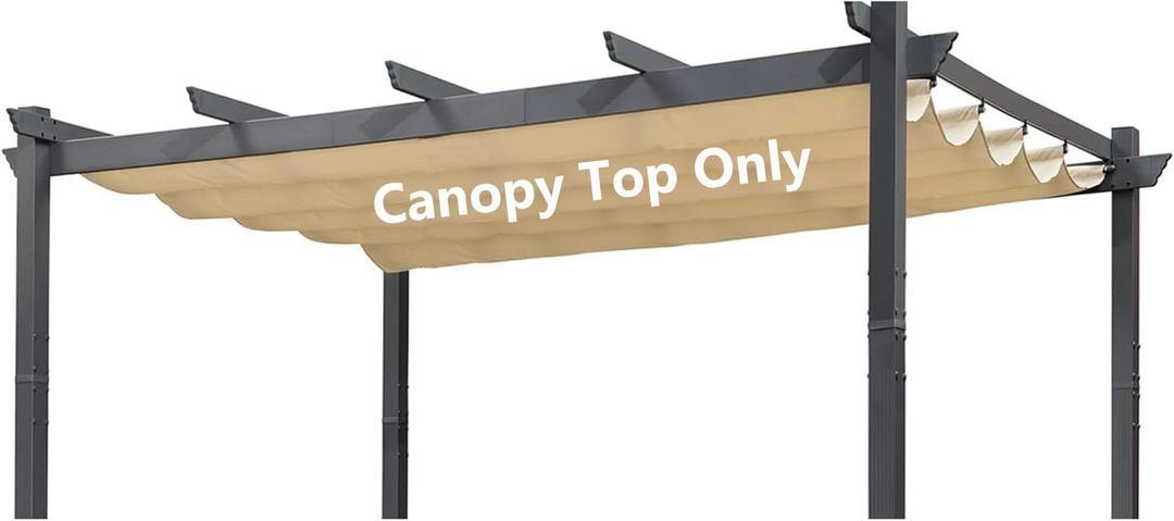Pergola Shade Cover Replacement Canopy Top Compatible with 10 X 12 ft 6-Bar Pergola Frames - Beige (Canopy Size 116" W x 120" L, Canopy Top Only)