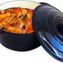 Vivicreate 5.3QT Cast Iron Dutch Oven with Lid, Enamel Coated, Round Casserole Pot for Oven & Stovetop, Durable Cookware for Baking, Roasting, Braising  Horno Holands de Hierro Fundido con Esmalte, 5.3QT