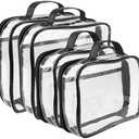 4Pcs Clear PVC Organizing Bag Waterproof Zippered Toy Storage Bag Large Capacity Block Organizer Case with Mesh Side Pocket and Handle Board Game Storage Organizer for Toy Building Blocks US