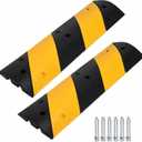 3.3Ft Recycled Rubber Speed Bump for Driveway, 2 Packs Heavy Duty Traffic Calming Hump with 25000 Lbs Capacity, 2 Channel Modular Cable Protector Ramps for Asphalt Concrete Gravel Driveway Road