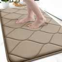Smiry Memory Foam Bath Mat 30''x20'', Ultra Soft Non-Slip Bathroom Rug, Plush Water Absorbent Quick Dry and Machine Washable Floor Mat for Shower, Tub & Home Decor, Tan