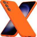 for Samsung Galaxy S23 Phone Case Silicone, Neon Orange Bright Color Matte TPU, Minimalist Ultra Thin Slim Soft Rubber Gel Girly Cute Case for Women Men, Camera Cover Protection