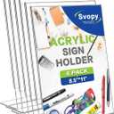 6 Pack Acrylic Sign Stand Holders, 8.5 x 11 Clear Plastic L Shape Table Paper Display Stand, Suit for Displaying Posters, Picture, Flyers, Menu