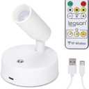 1 Pack Wireless LED Spotlight Indoor with Remote, Rechargeable Up Lights Indoor with Timer& Dimmable, Battery Operated SpotLights Accent Uplighting for Plant, Wall, Artwork, White