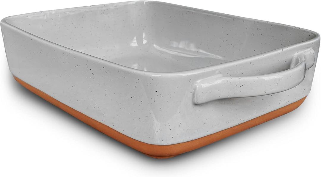 Mora 9x13in Deep Porcelain Baking Dish - Oven to Table, Freezer Safe (9x13 in Pan, Earl Grey)