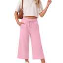 Halfchet Girls Capri Pants Wide Leg Sweatpants Baggy Cropped Pants Loose Fit Casual Basic Capris with Pockets for Ages 5-14(11-12 Years,Pink)