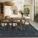 Nakagishi Neutral 9x12 Area Rugs for Living Room Washable, Navy