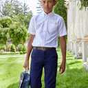 French Toast Boys' Adjustable Waist Straight Fit Stretch Twill Chino Pant, Navy, 12