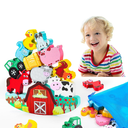 Montessori Toys for Kids 3-7 Wooden Farm Animal Blocks Stacking Games Educational Toy for 3 4 5 6 Year Old Girls Boys Christmas Birthday Gifts for Grandkids Toddler Balance Game Girls Age 3-5