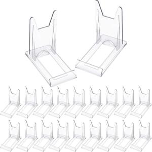 Zonon Acrylic Plate Stands Plastic Display Holders Picture Plate Holders Clear Mini Easels Stands to Display Pictures for Home Office Supplies Festival Party Decoration(20 Pieces)