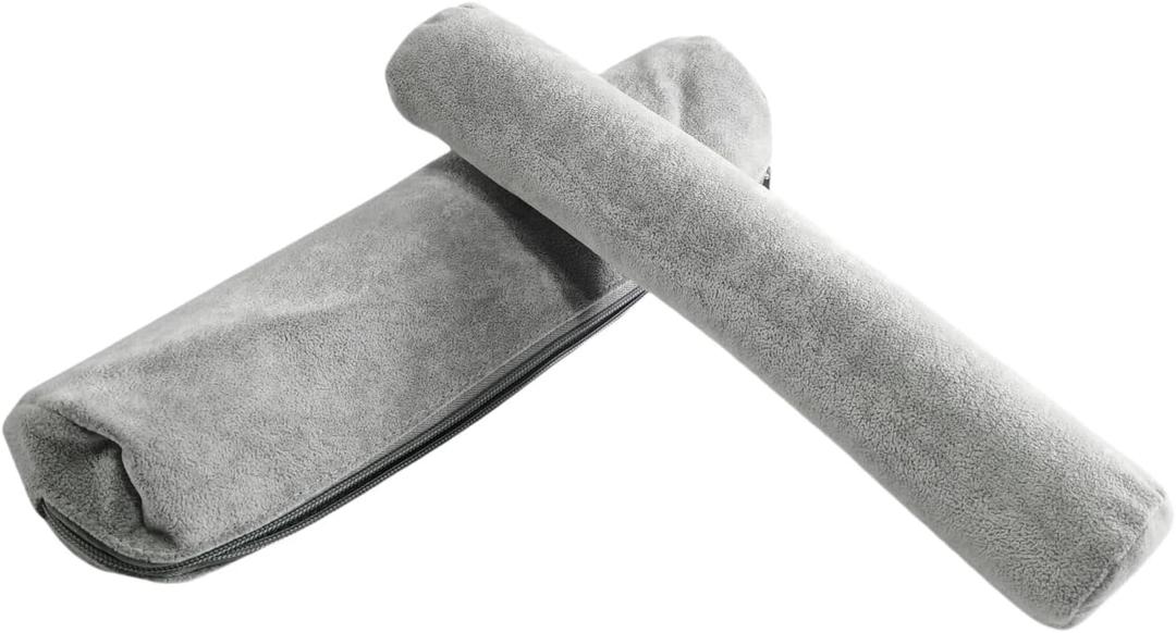 Bracelet Bangle Watch Roll Travel Pouch Jewelry Organizer, Black Gray Velvet Portable Zipper Pouch with Removable Roll Insert for Standard Size 12.5" W x 2.8" Diameter. (All Gray) (Grey)