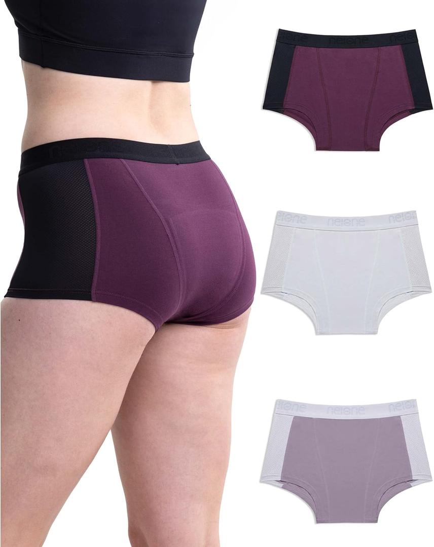 Neione Women Period Underwear Heavy Flow Cotton High-Waisted Sleep Boyshort Menstrual Panties Holds 5 Tampons (Small, Liberal)