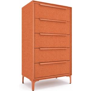 tinge Naima 5-Drawer Premium Fabric Dresser for Bedroom, Waterproof, Orange, 14"D x 23.5"W x 41.8"H