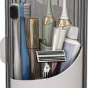 Dustproof Toothbrush Holders with Cover, Rotating Electric Toothbrush and Toothpaste Holder for Bathroom Countertop, 3 Slots Makeup Brushes Organizer, Grey White