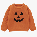 Toddler Girl/Boy Halloween Sweater Pumpkin Smile Embroidery Sweater Knitted Pullover Fall Winter Clothes Size 3-4Y