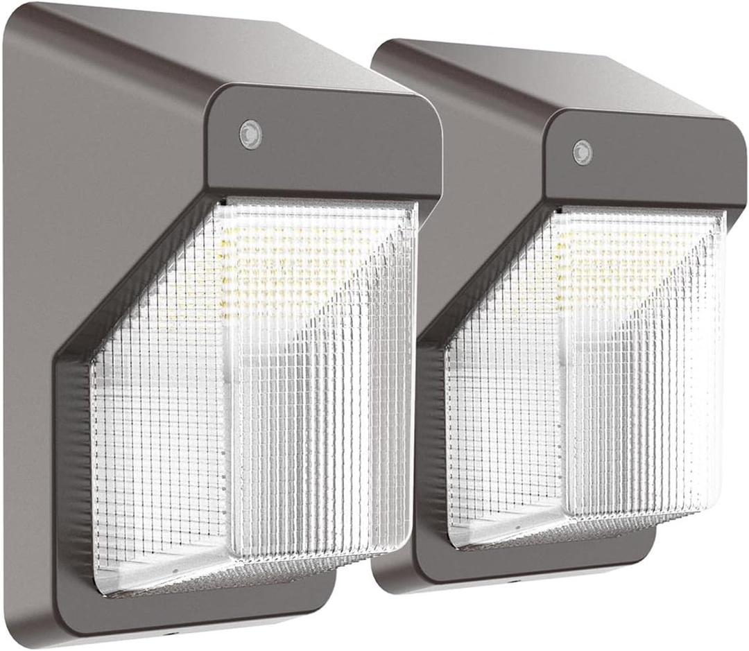 TIERONE 40W LED Wall Pack Light with Dusk-to-Dawn Photocell LED Outdoor Wall Mount Light for Porch Garden Garage Warehouse Security Lighting 4400LM 4000K Daylight 120-277V UL Listed 2PACK (Bronze-2PK)
