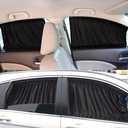 Car Side Window Curtain, 2Pcs Removable Slidable Car Curtains Foldable Sunshade, Cars Shades for Windows Automobile (Black)
