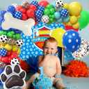 Winrayk 156Pcs Cartoon Dog Paw Birthday Party Decorations Supplies for Kids, Balloon Arch with Backdrop, Tablecloth, Large Dog Bone & Paw Print Foil Balloon, Boy Puppy Theme Birthday Party Decorations
