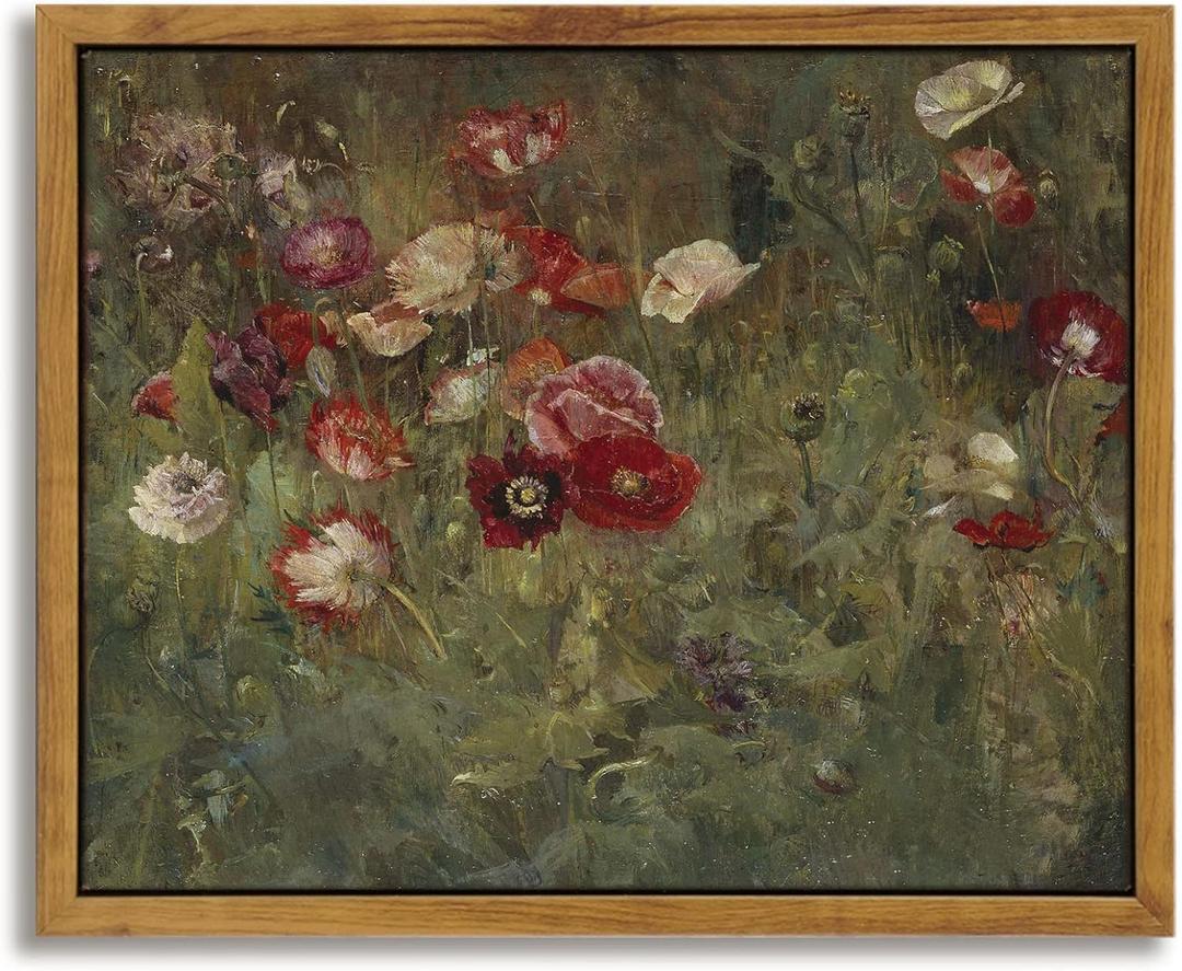 InSimSea Framed Wall Art - Floral Scenic Oil Painting Canvas Prints, Rustic Decor for Bedroom, Bathroom and Office - 8x10in/20x25cm (10L" x 8W")