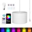 ZSLAIFU 15FT Hanging lamp with Switch, White Hanging Lights with Plug in Cord, Pendant Lamp with Remote Control，Pendant Light Fixture for Living Room Bedroom Farmhouse