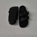 H2K Women's Lightweight Comfort Soft Slides EVA Adjustable Double Buckle Flat Sandals Buddy, Black, 5