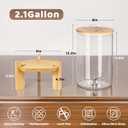 Beverage Dispenser 2.1 Gallon, Glass Drink Dispenser with Stand, Drink Dispensers for Parties, Beverage Dispenser with Wood Stand, Stainless Steel Spigot, for Parties,Bars,Restaurants (2.1 Gallons)