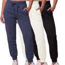 Real Essentials 3 Pack: Women's Ultra-Soft & Warm Fleece Joggers Sweatpants with Pocket (Available in Plus Size), 2X