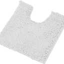 LuxUrux White Bath Mat-Extra-Soft Bath Shower Bathroom Rug,1'' Chenille Microfiber Material, Super Absorbent Shaggy Bath Rug. Machine Wash & Dry (20 x 20 inch, White)