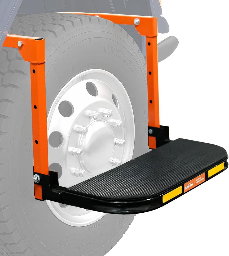 SEKAM Folding Tire Step for Trucks, SUVs & RVs, Adjustable Truck Tire Step & Wheel Step for Pickup Trucks, Heavy Duty Platform with 350 Lbs Capacity