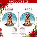 2 x Cute Christmas Santa Hat German Shepherd Dog Ceramic Ornament - Dog Christmas Ornaments - German Shepherd Gifts for Women