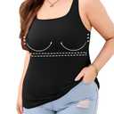 V FOR CITY Tank Top with Built-in Bra Scoop Neck Plus Size Camisole Tops for Women Fall Casual Cotton Cami Shirts 2X Black