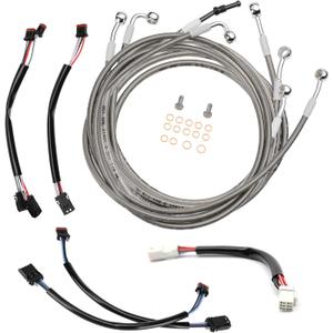 MoKitDora Touring Handlebar Extended Cable Kit Brake Line Clutch Cable CAN-Bus TBW Turn Signal Wiring Harness for 2017-2020 Harley FLTR FLHR FLHX FLHT w/ABS (Hydraulic Clutch) 16" Handlebar, Chrome