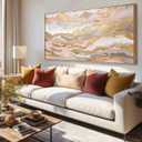 YJYart Pink Abstract Wall Art/Girl Room 20x40 Inch/Large Wall Art for Living Room/Bedroom Decorations Gold Office Decor Kitchen Art Dining Room Decor