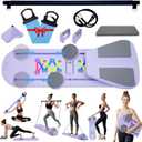 Toptoo Pilates Reformer Board Set for Home Workout, Multifunctional Portable Foldable Pilates Board for Small Spaces, Extra Complimentary Tension Straps, Full Body Workout for Women/Men, Purple