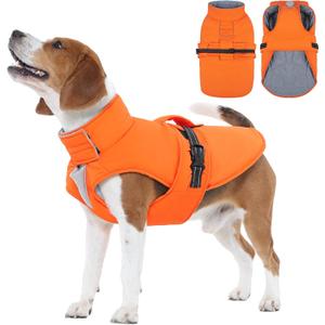 IECOii Dog Coats for Winter Reflective Pet Fleece Vests Windproof Snow Vest Jacket with Buckle Adjustable Pet Coat for Outdoor Hunting, Walking, Waterproof Snow Jackets for Pitbull, Pink, Size XL (X-Large (Chest:24.02 - 29.53in), Orange)