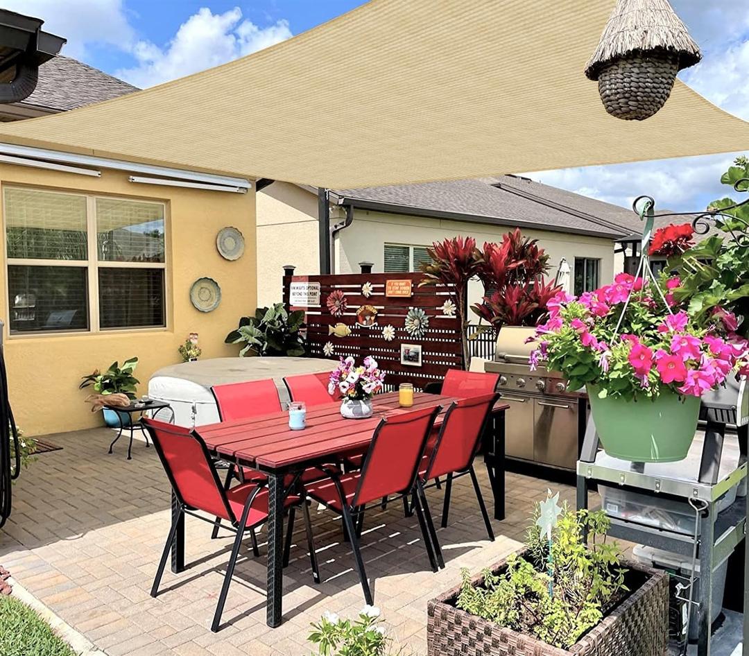 20' x 20' Rectangle Sun Shade Sails Canopy UV Block for Patio Deck Pergola Yard Lawn Outdoor Activities (Sand)