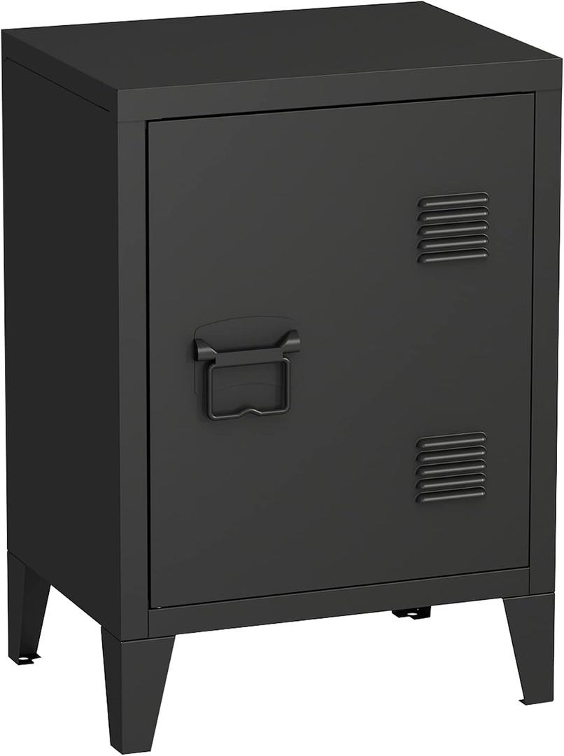 MIOCASA Metal Nightstand Modern End Side Table Steel Bedside Storage Cabinet with Shelf Easy Assembly for Living Room Bedroom, 12d X 16w X 23h in