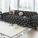 JPGGD Leaf Couch Blanket Cover,Chenille Sofa Covers Washable for Dogs,Couch Covers for Sofa, Soft Slipcovers for Couches and Sofas Pet Friendly or 2-3 Cushion Couch1pc, Black, 71"134"