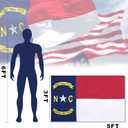 North Carolina Flag 3x5ft, NC State The Old North State, Heavy Duty Embroidered Stars Outdoor Indoor All Weather 210D Nylon Burgee With Strong Canvas Header/Brass Grommets
